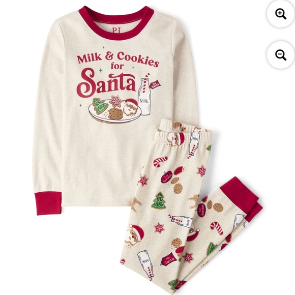 The Children’ Place Unisex Milk & Cookies for Santa 2 PC Pajama Set Size 14 NWT - Picture 1 of 6
